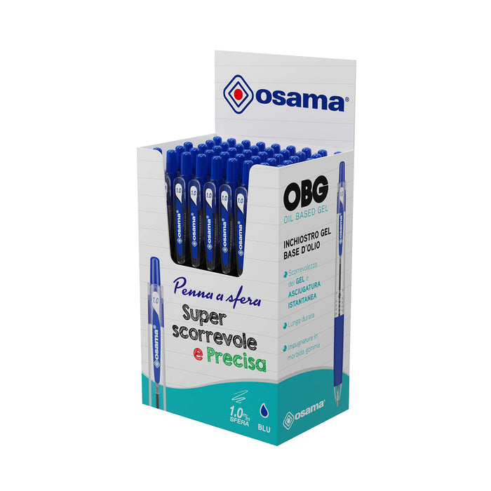 OSAMA - Gel Pen Set with Super Smooth and Precise OBG Ink, Pack of 48 with 1 mm Ballpoint Pen - Snap Gel Pen, Ideal for School Stationery, Office, University and Stationery, Blue