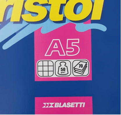 Blasetti Bristol Blocco Note - Block Notes punto metallico a quadretti, Ideale per appunti, Formato A5 (15Cm X 21Cm) – Rigatura 5M (5mm) Senza Margini. Confezione da 10 pezzi