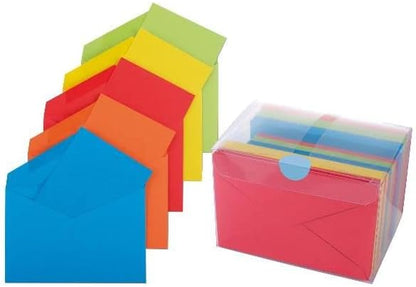 Varzi Stationery Selection since 1956 Pack of 100 Envelopes and 100 Coloured Cards in 5 Strong Colours, Size 9 x 14