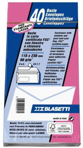BLASETTI Mailpack Paper – Envelopes (Paper Envelope, White, 110 mm, 23 cm, White
