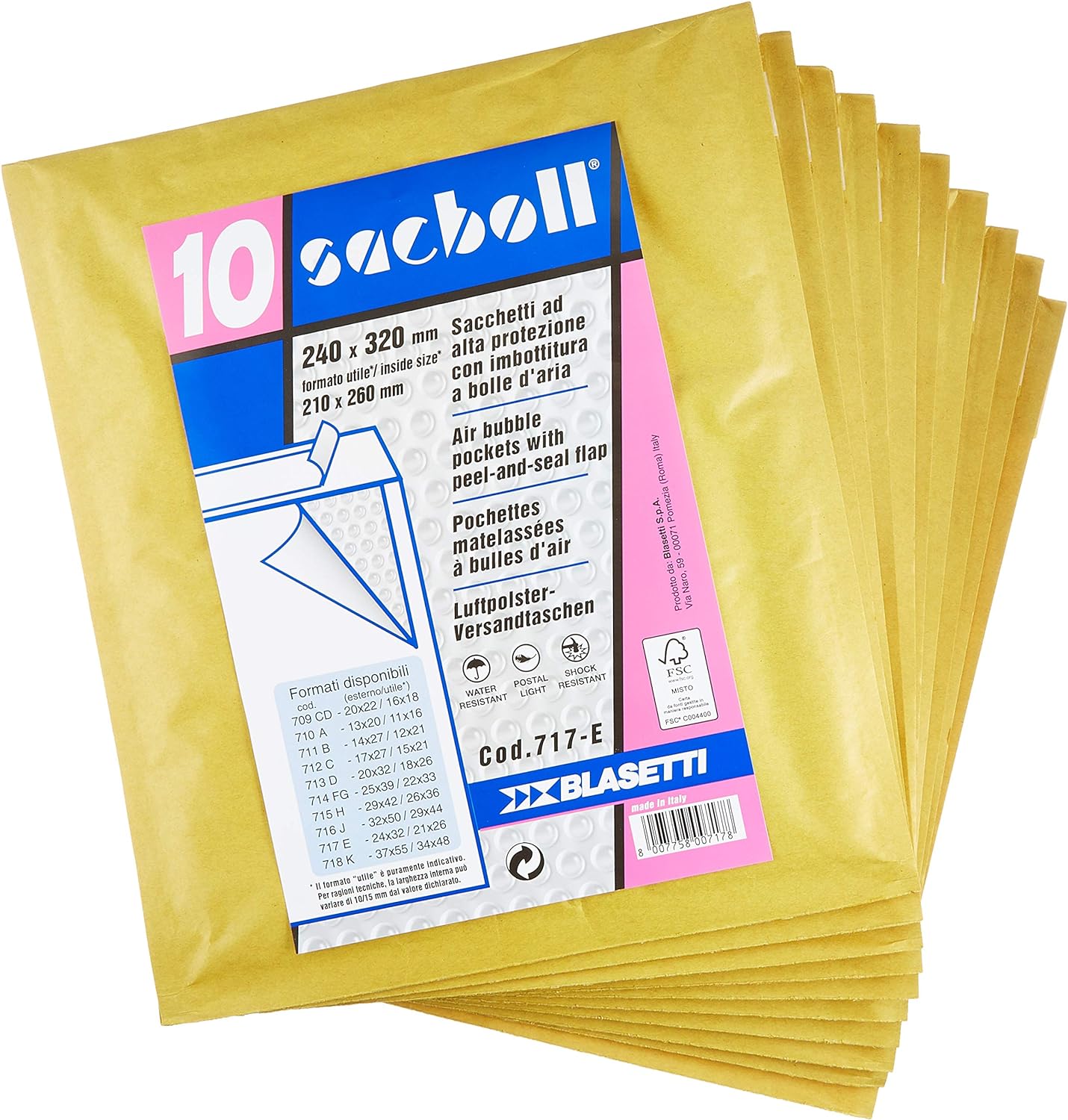 Blasetti 717/E Padded Bags, Air Bubbles, Useful Size, 10 Pieces