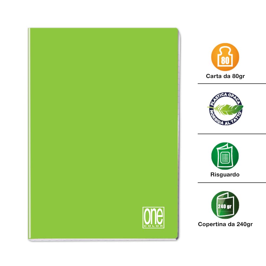 Blasetti One Color, Notebook A5, Line 0C, Line with margin for 4th and 5th grade, Paper 80 g/m², Pack of 10