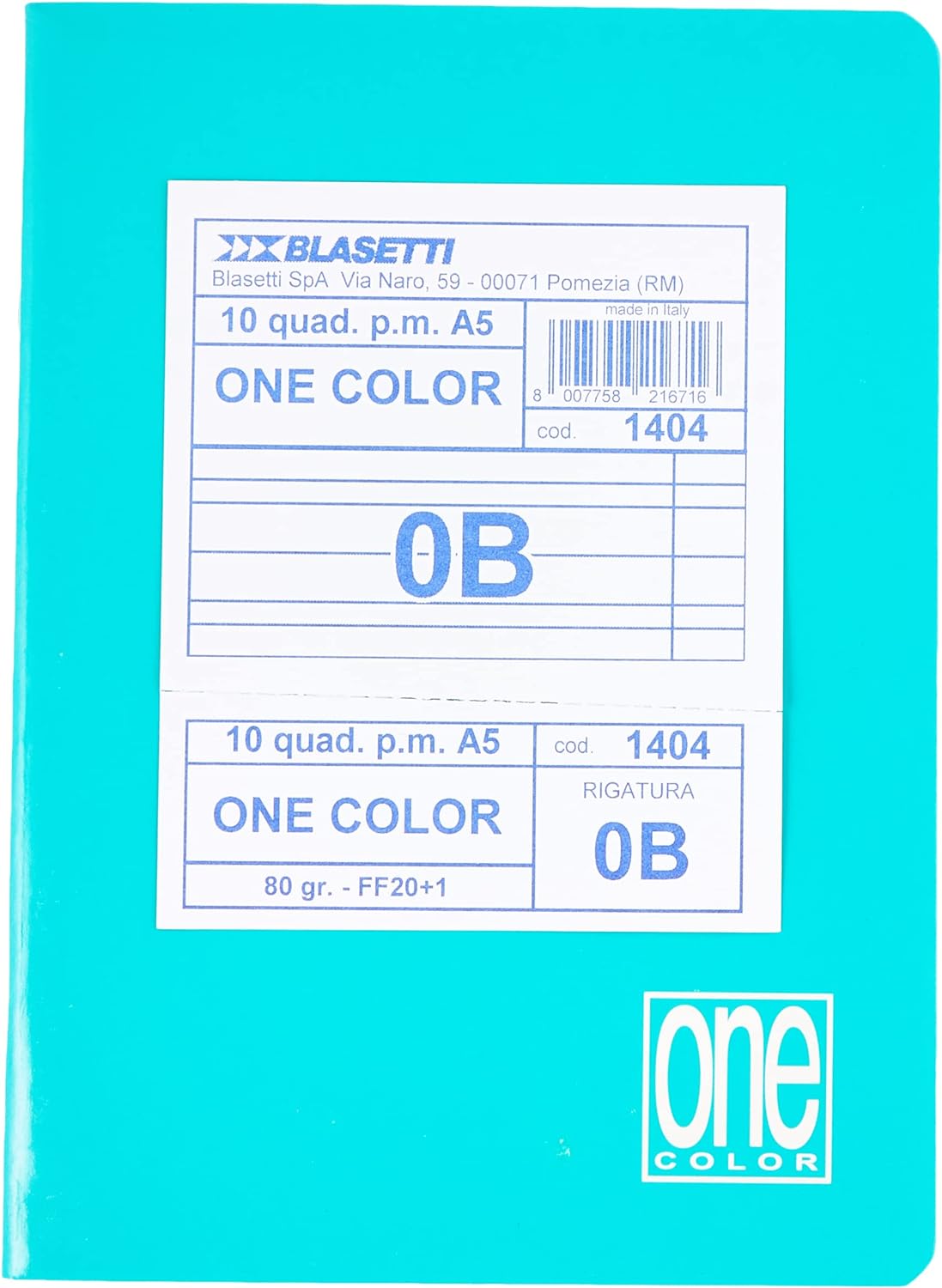 BLASETTI 1404 One Color Blasetti A5 Notebook, FF 20+1, Pack of 10
