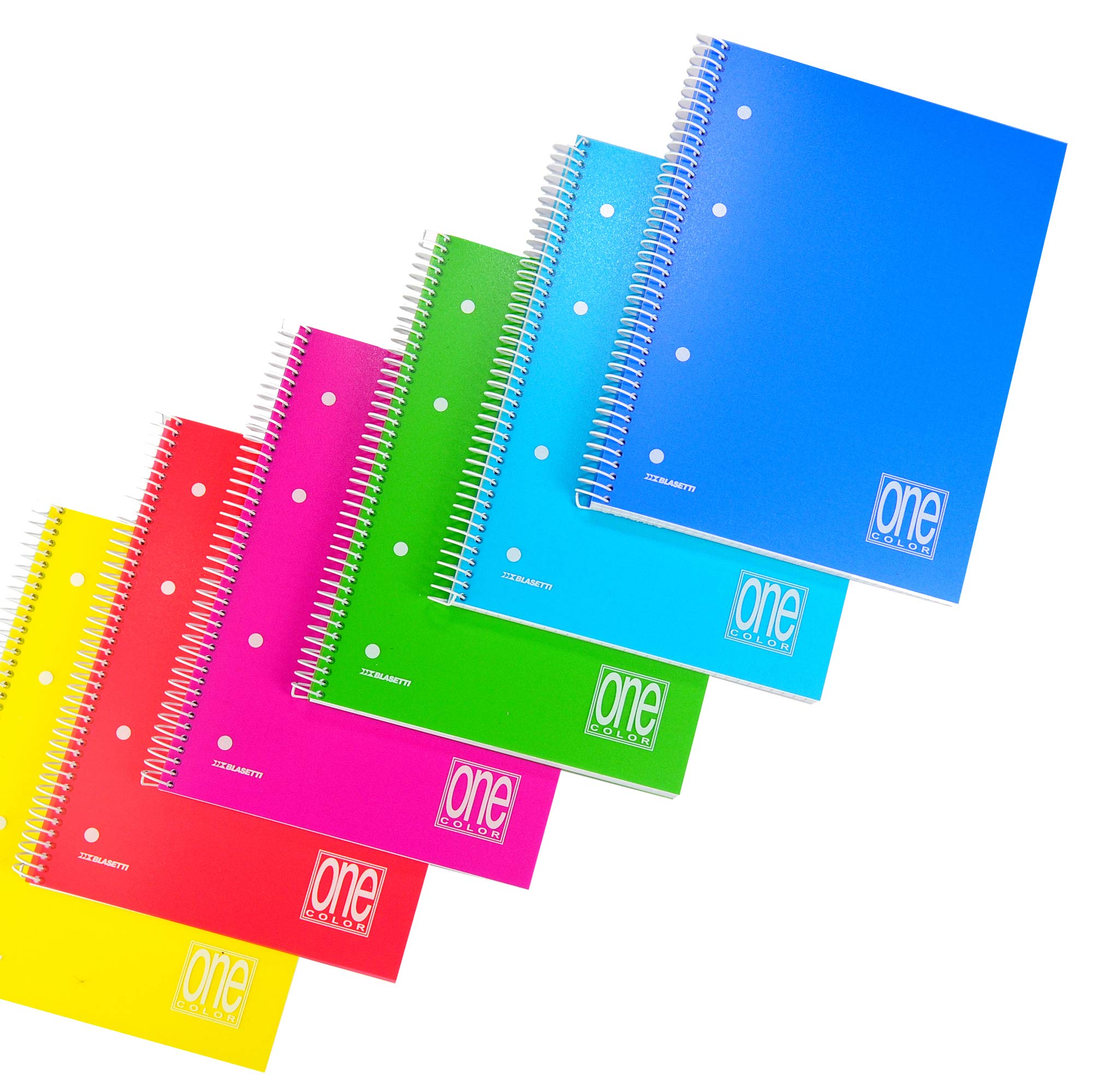 Blasetti One Color - Cuaderno (80 hojas, Multicolor, A5, 80 g/m², Papel cuadriculado, Encuadernación espiral