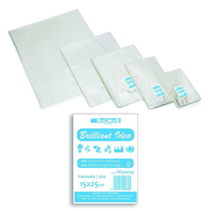 BALMAR 2000 PF500103 Polypropylene, Transparent, 15 x 25 cm, Multipurpose, Pack of 100