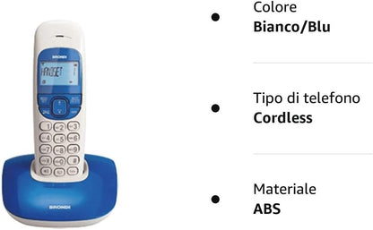 Brondi Nice Telefono Cordless, Bianco/Blu