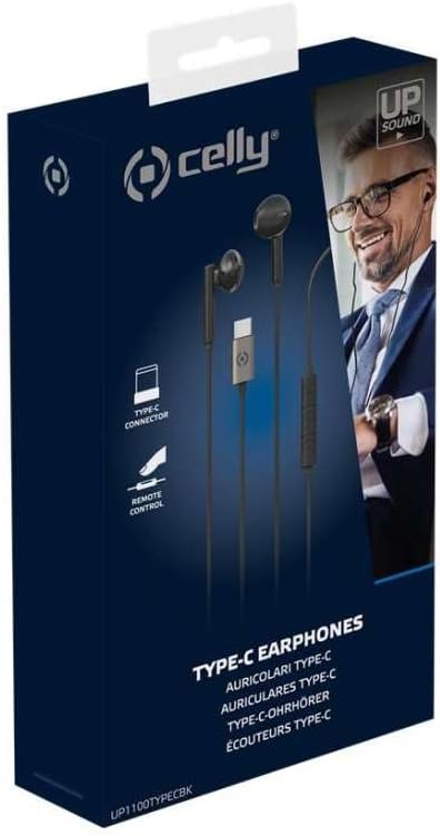 Celly 982G000112715 Up1100-headphones with Microphone up1100typecbk, Black
