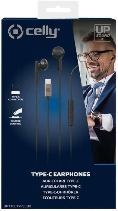 Celly 982G000112715 Up1100-headphones with Microphone up1100typecbk, Black