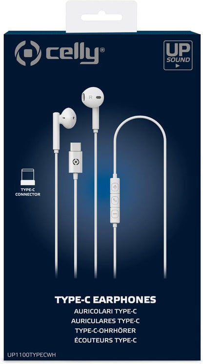 Celly Stereo Earphones USB-C WH UP1100TYPECWH