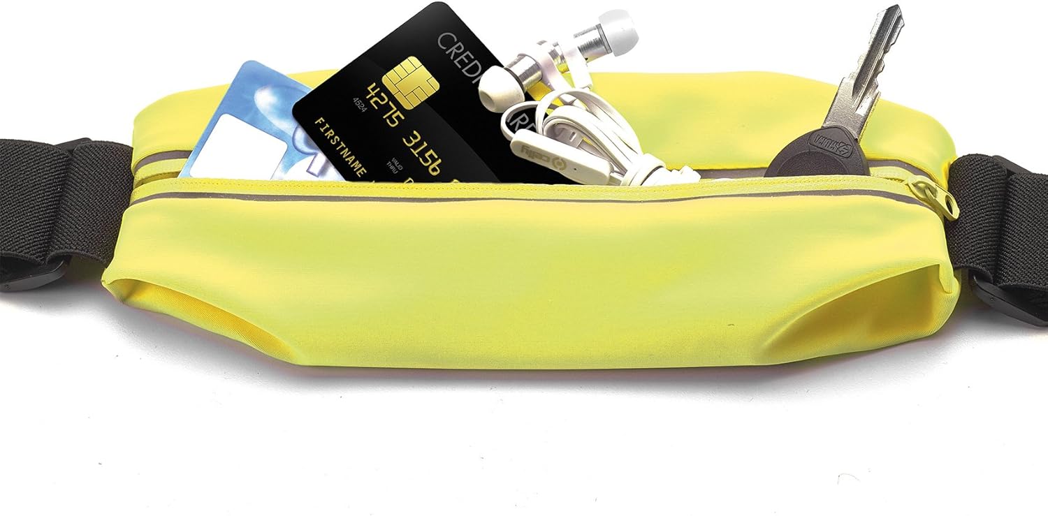 Celly RunBeltView Elastic Running Belt with Ear Loop and Transparent Pocket and Touch for Smartphones Up to 4.7 Inches, Yellow