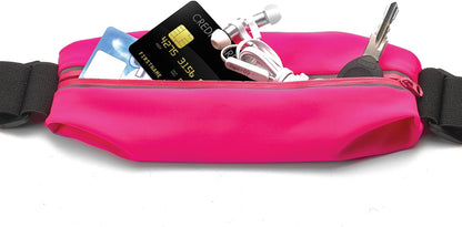 Celly RunBeltView Elastic Running Belt with Earphones and Transparent Touch Pocket for Smartphone Up to 4.7" - Pink
