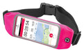 Celly RunBeltView Elastic Running Belt with Earphones and Transparent Touch Pocket for Smartphone Up to 4.7" - Pink