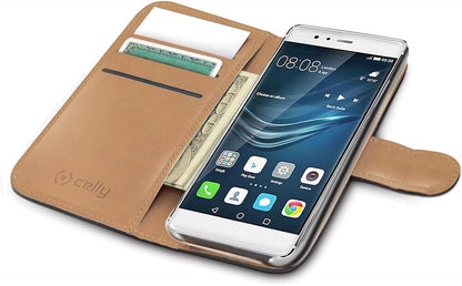 Celly Wally WALLY582 PU Leather Flip Case Cover Pouch For Huawei P9 Plus, Black