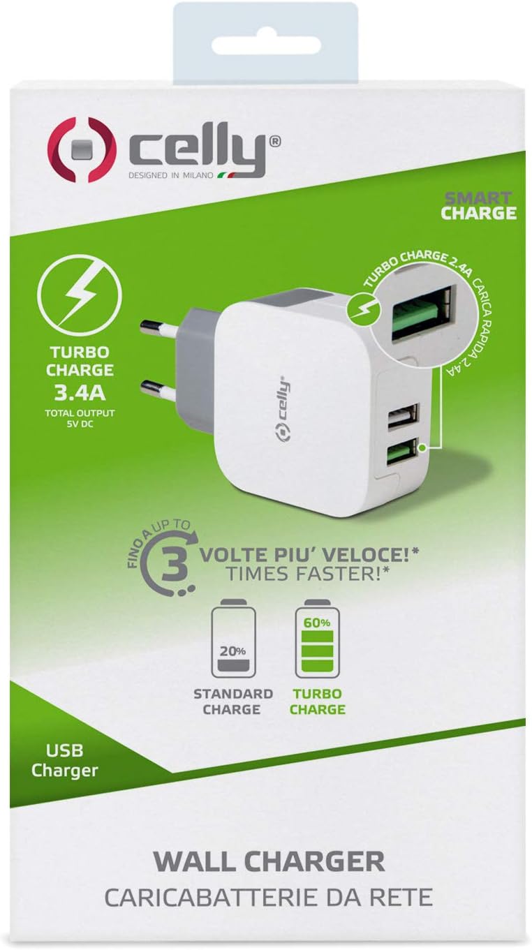 Travel Charger DUAL, 1x Turbo 2.4A, 1x 1A Universal