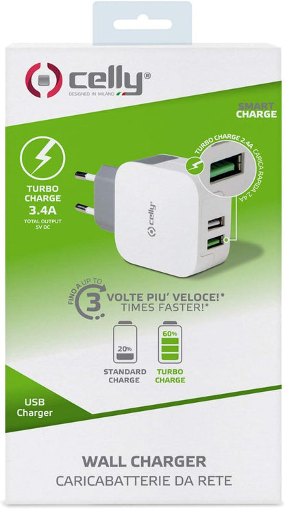 Travel Charger DUAL, 1x Turbo 2.4A, 1x 1A Universal