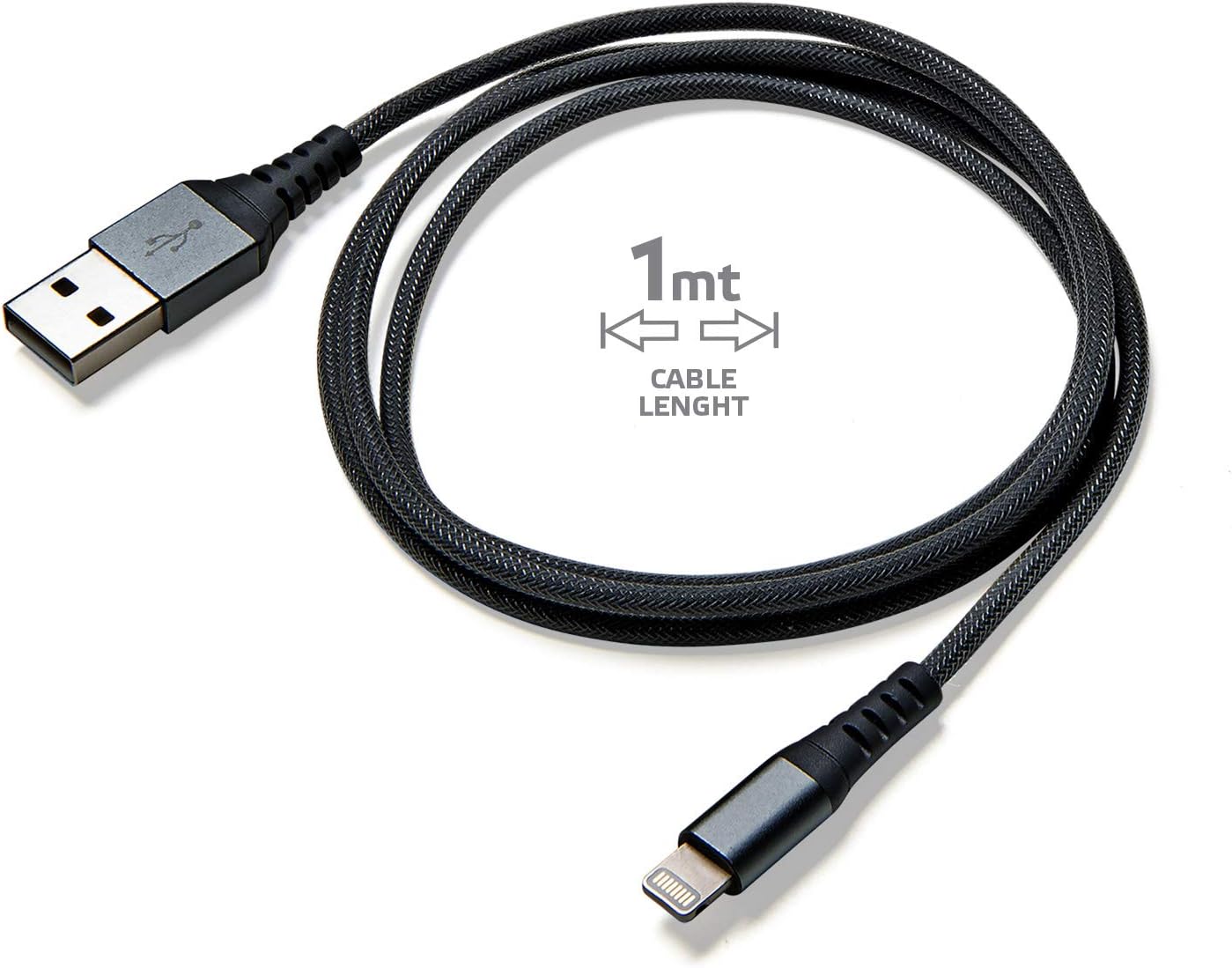 USB LIGHTNING NYLON CABLE BLACK
