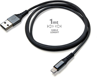 USB LIGHTNING NYLON CABLE BLACK