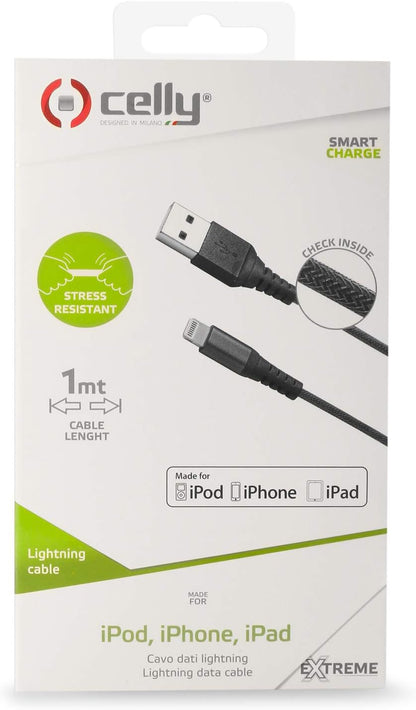 USB LIGHTNING NYLON CABLE BLACK