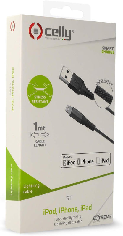 USB LIGHTNING NYLON CABLE BLACK