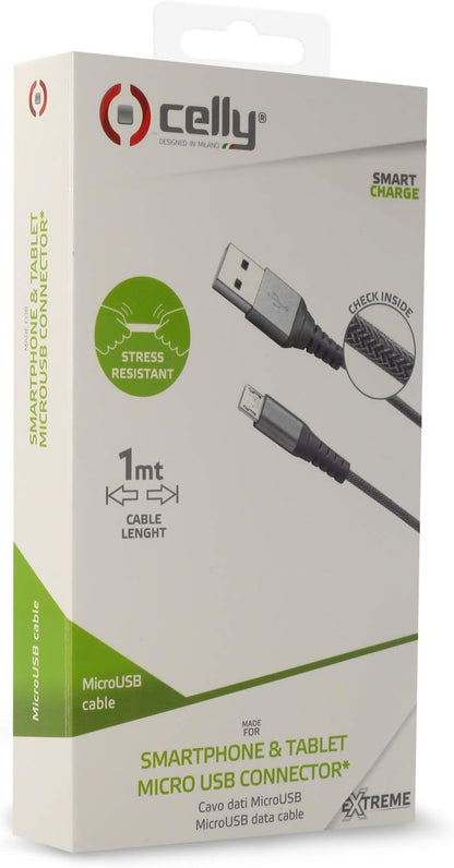 Celly usbtypecnylbk Cable USB and Micro USB connector 100 cm silver