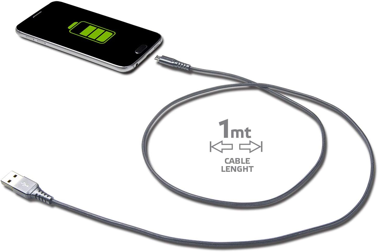 Celly usbtypecnylbk Cable USB and Micro USB connector 100 cm silver
