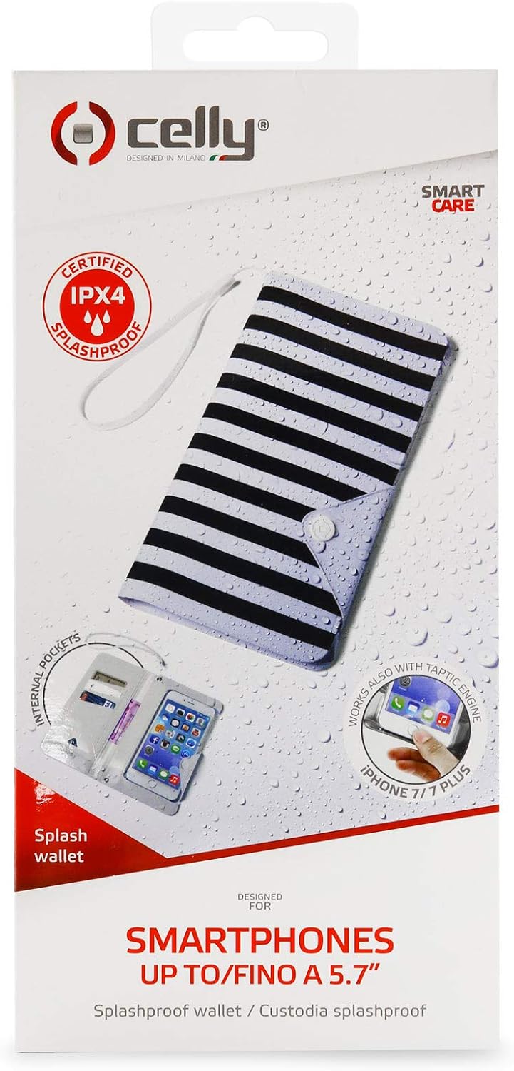 Celly SPLASHWALLETWH Waterproof Cover for Smartphones Upto 5.7-Inch - White Bianco