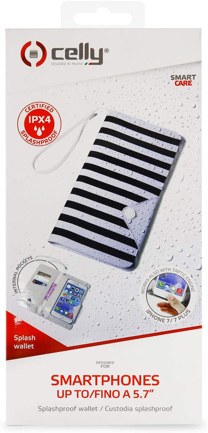 Celly SPLASHWALLETWH Waterproof Cover for Smartphones Upto 5.7-Inch - White Bianco