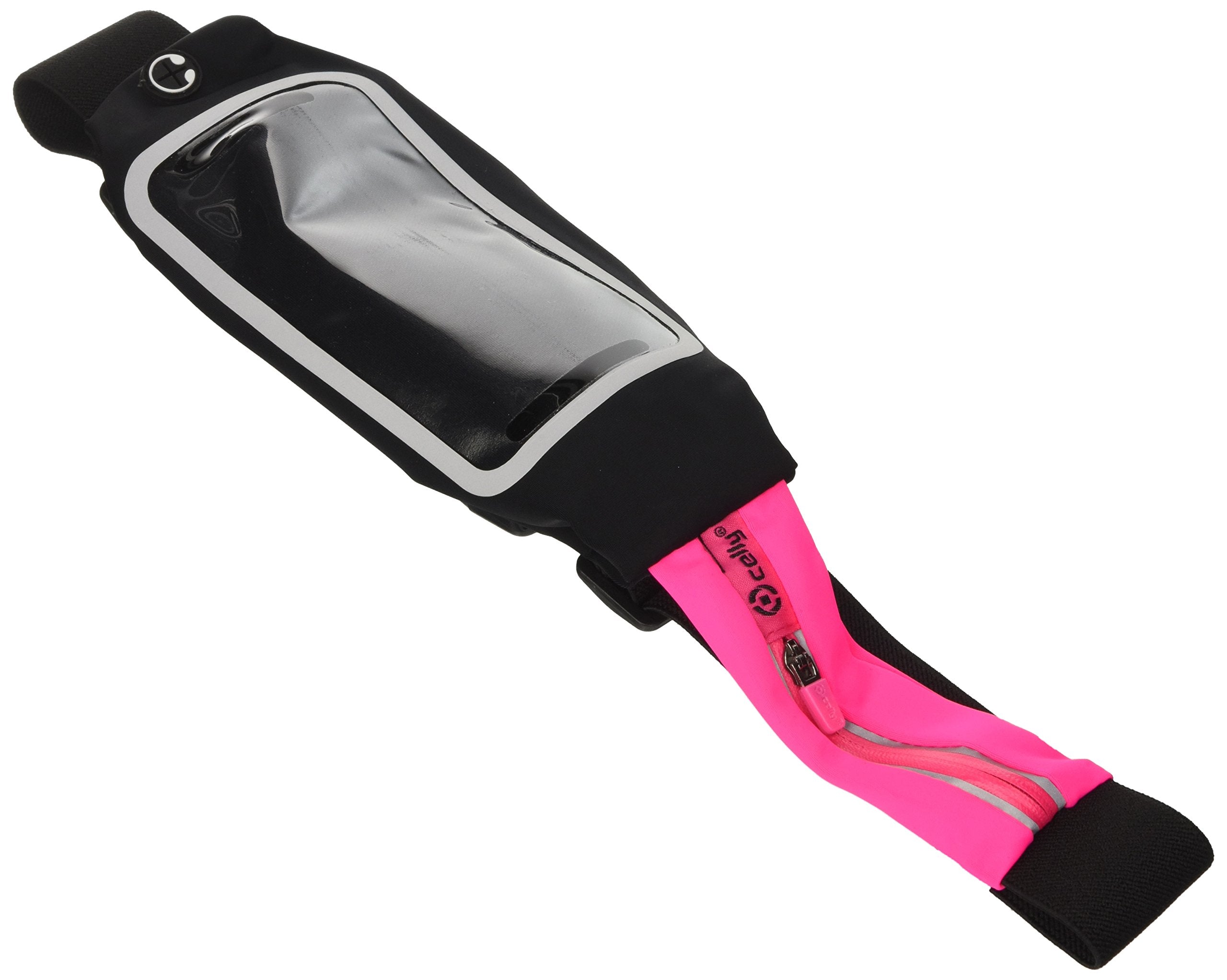 Celly RUNBDUOXLPK Belt Armband for Smartphone, Black / Pink