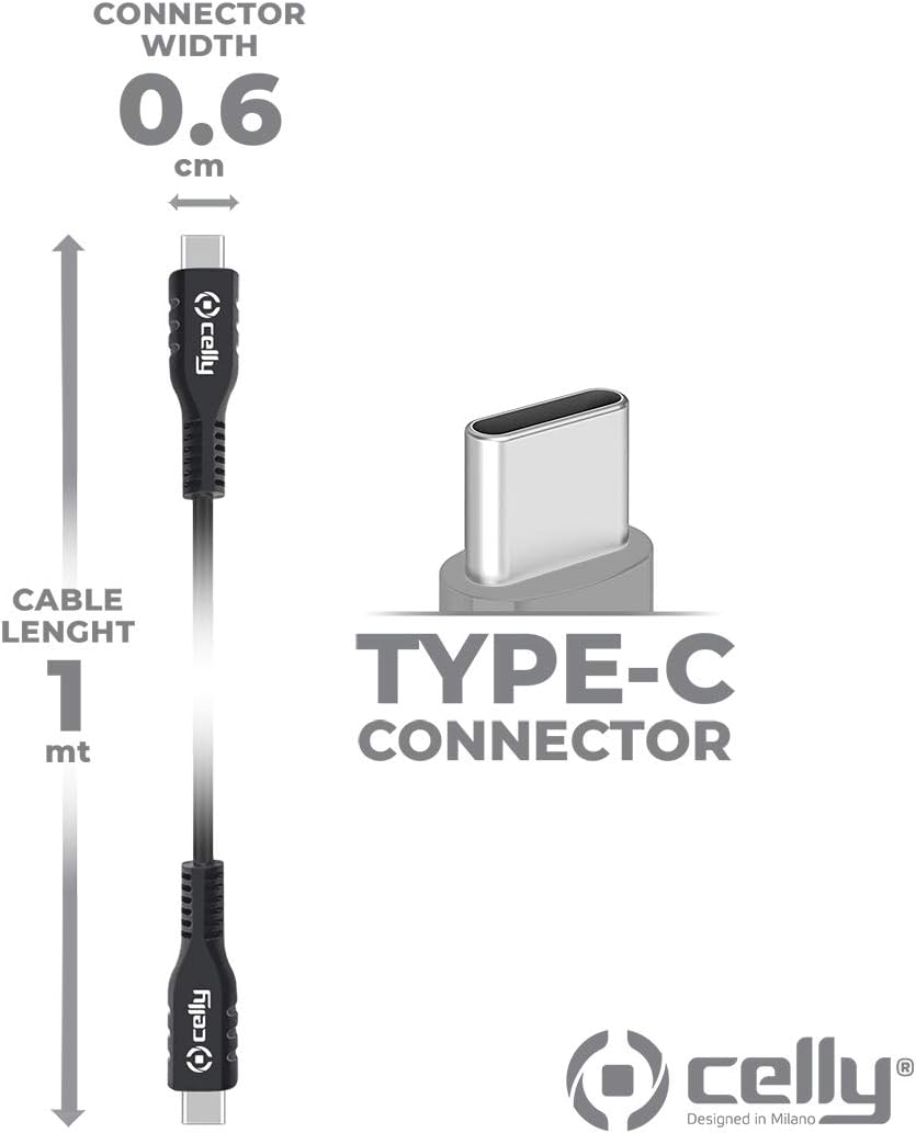 Celly - USB-C to USB-C cable, black
