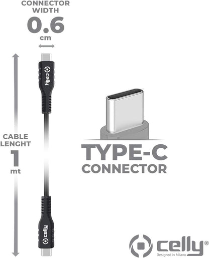 Celly - USB-C to USB-C cable, black