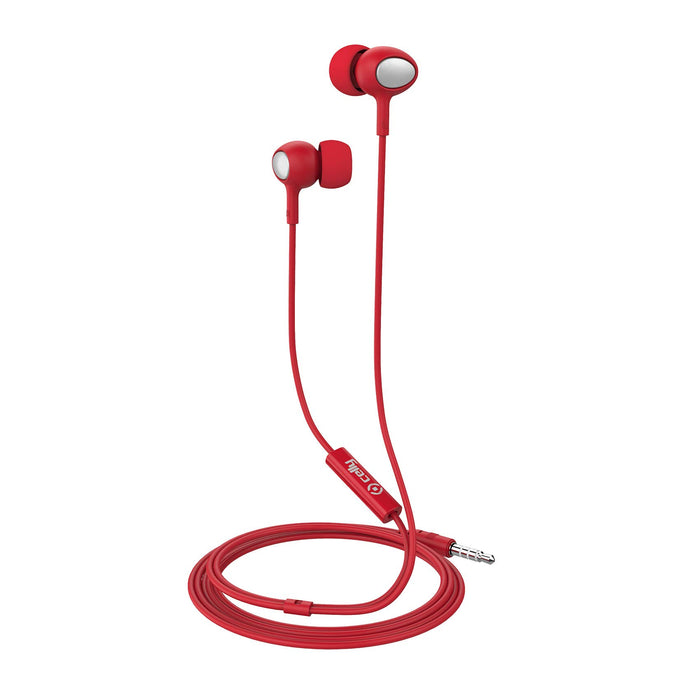 Celly -Stereo Headphones 3.5 mm Round Cable Red