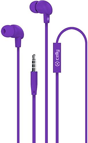 Celly-Stereo Headphones 3.5 mm Flat Cable Purple