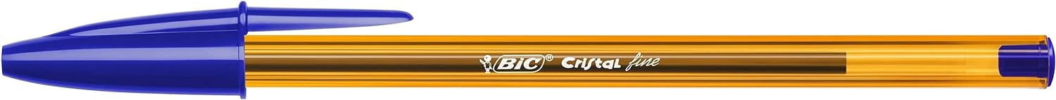 Bic Cristal Original Fine Ball Pens, Fine Point (0.8 mm), Blue, Box of 50 - Smudge-Free, Every-Day Writing Pens with More Precise Ink Flow