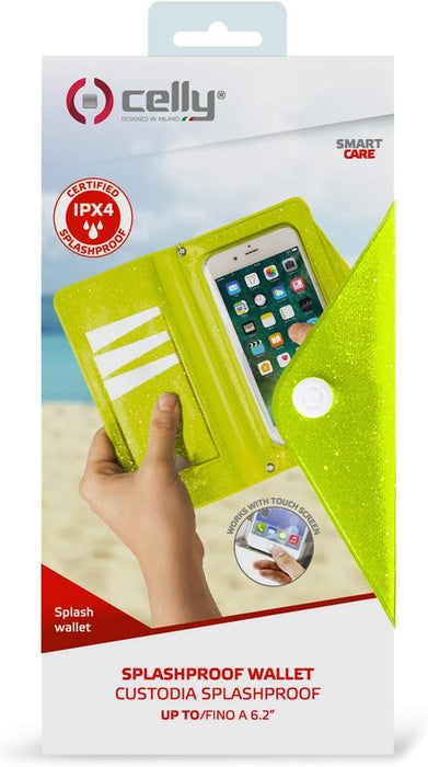 Celly Splash 15.8 cm (6.2") Yellow Wallet Case for Mobile Phones (Wallet Case, Universal, 15.8 cm (6.2"), Yellow)