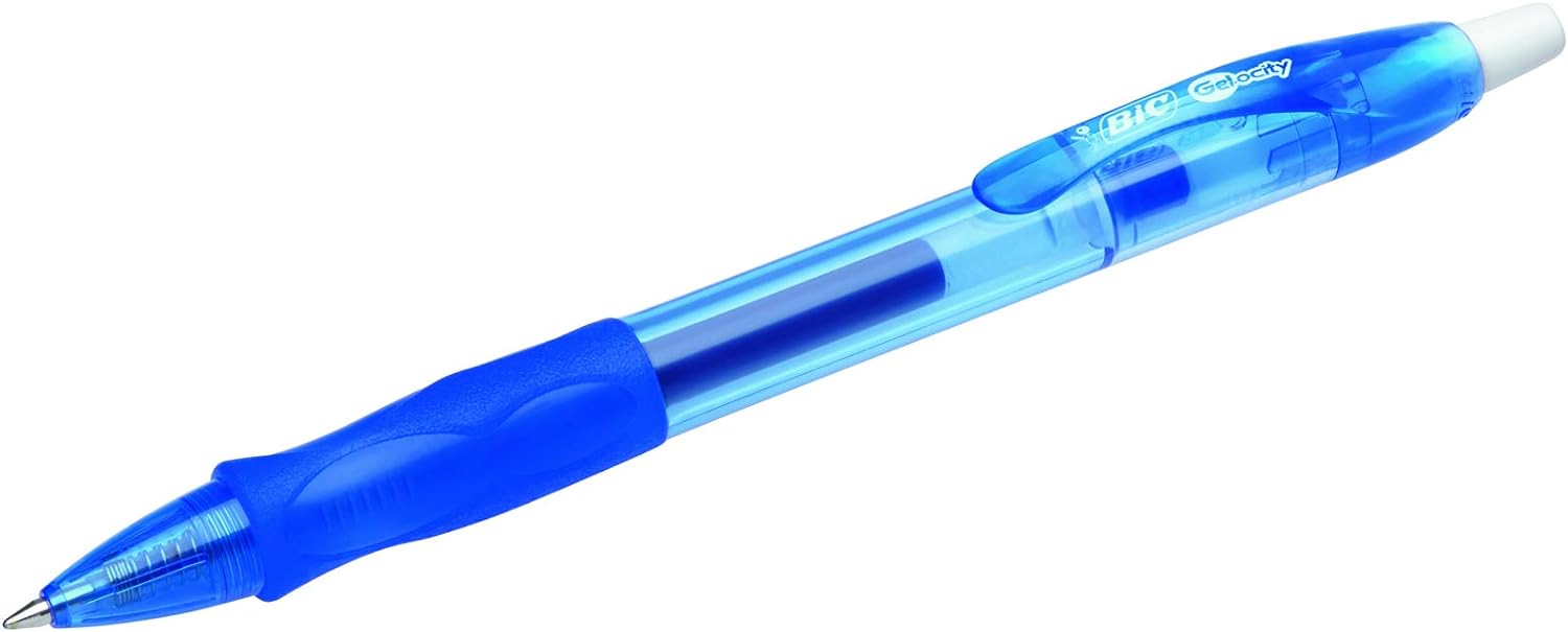 BIC Gel-ocity Original, Gel Ink Pens, With a Soft Grip, Seamless Smooth Writing, in Blue, Medium: 0.7mm, Pack of 12