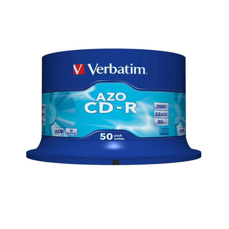 Verbatim 43343 700MB 52x CD-R AZO Crystal 50 Pack Spindle Crystal 50er-Pack Spindle