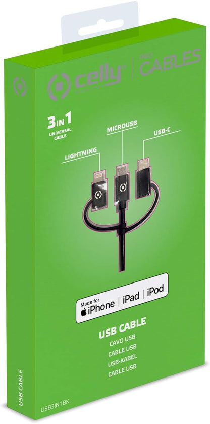 Designed to recharge all your devices with different connectors with a single universal cable
