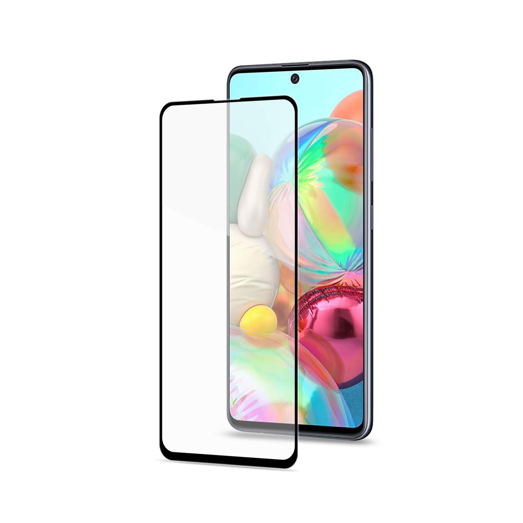 Celly Screen Protector for Samsung Galaxy A71, Tempered Glass 9H Hardness Anti-Scratch, Black (FULLGLASS887BK)