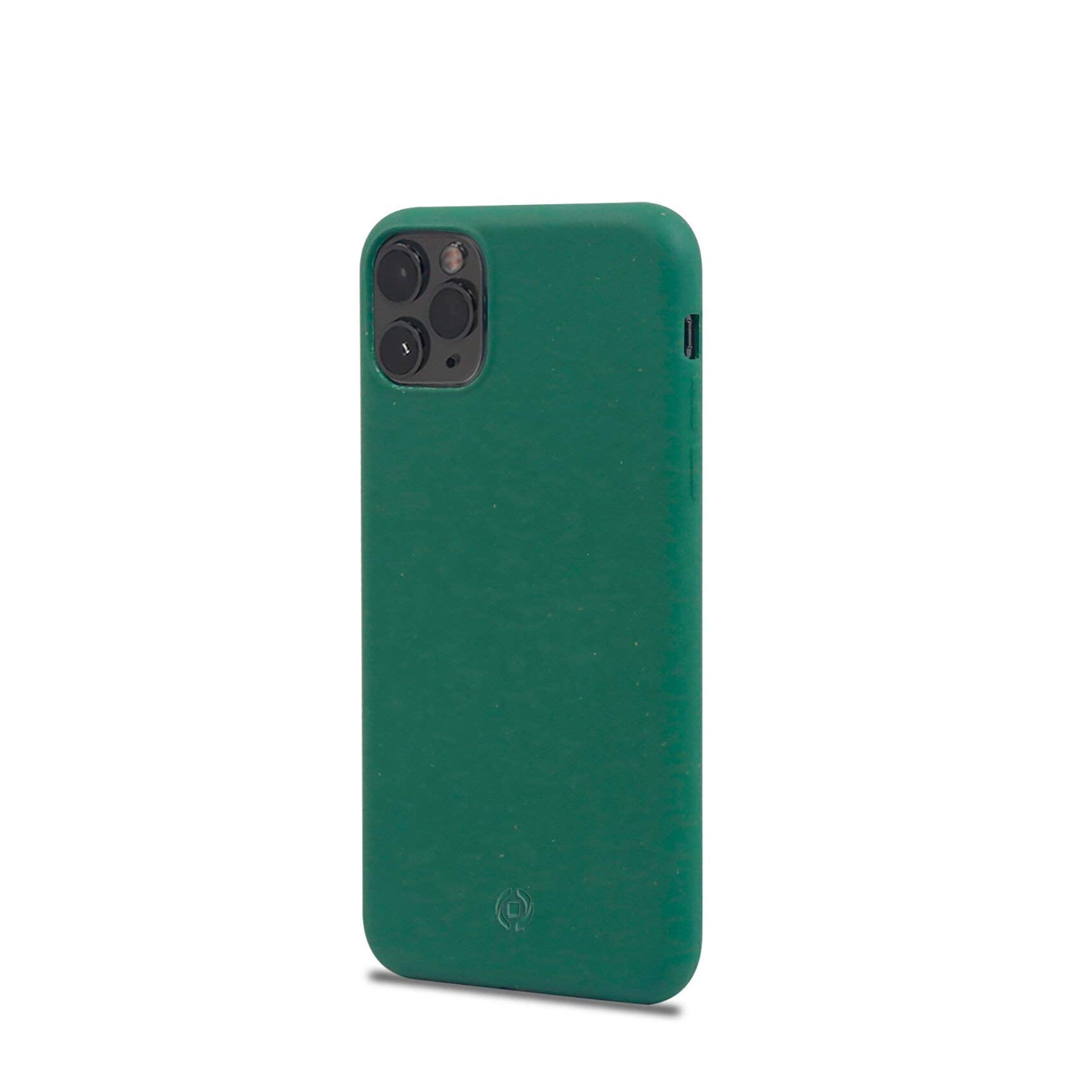 Celly Eco-friendly iPhone 11 Pro Case, Biodegradable Vegetable Fibers Case with Full Protection Anti-Slip and Soft Texture, Green