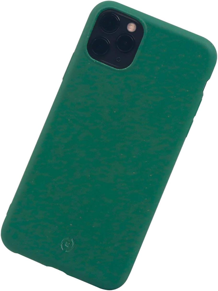 Celly Eco-friendly iPhone 11 Pro Case, Biodegradable Vegetable Fibers Case with Full Protection Anti-Slip and Soft Texture, Green