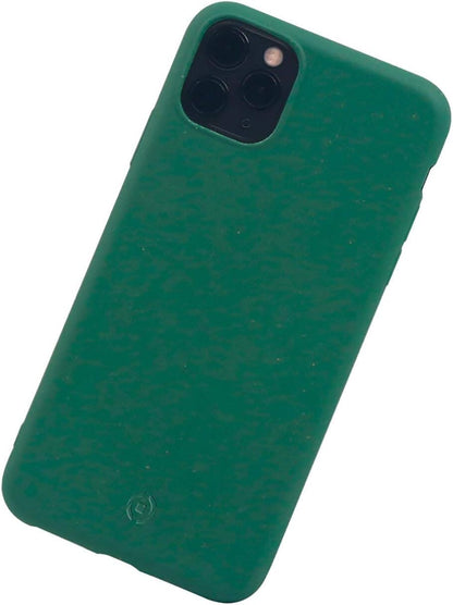 Celly Eco-friendly iPhone 11 Pro Case, Biodegradable Vegetable Fibers Case with Full Protection Anti-Slip and Soft Texture, Green