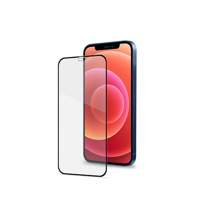 Celly 2D Screen Protector for iPhone 12 Mini, Tempered Glass 9H Hardness, Anti-Fingerprint and Anti-Scratch, Black Edge
