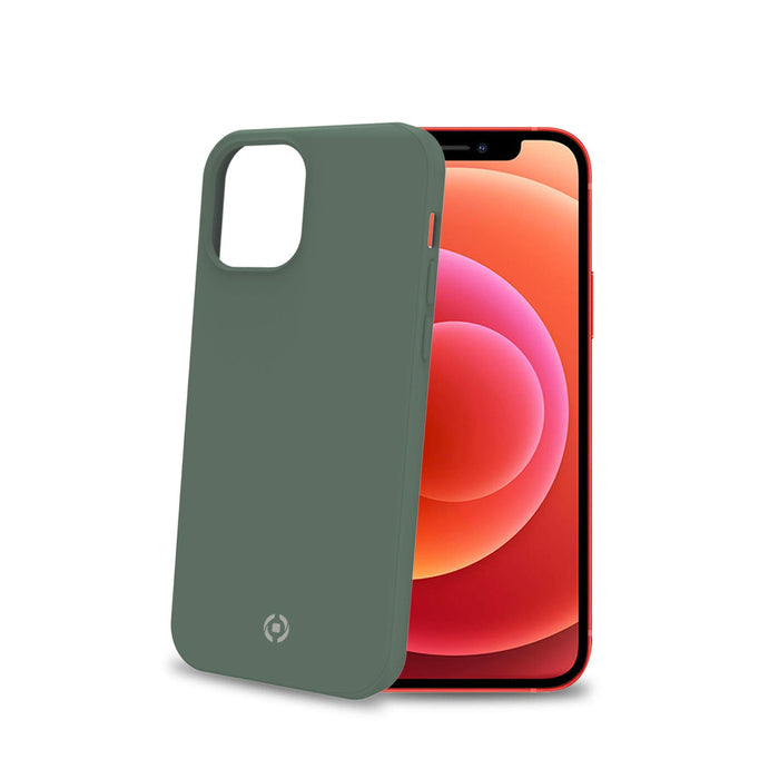 Celly Green Case for iPhone 12/12 Pro, Soft Touch Protective Case and TPU Silicone, Anti-Slip Anti-Shock and Anti-Scratch