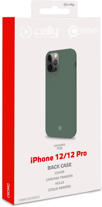Celly Green Case for iPhone 12/12 Pro, Soft Touch Protective Case and TPU Silicone, Anti-Slip Anti-Shock and Anti-Scratch