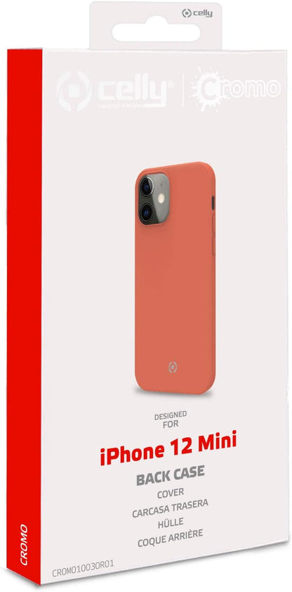 Celly Orange Case for iPhone 12 Mini, Soft Touch Protective Case and Silicone TPU Anti-Slip Anti-Shock and Anti-Scratch