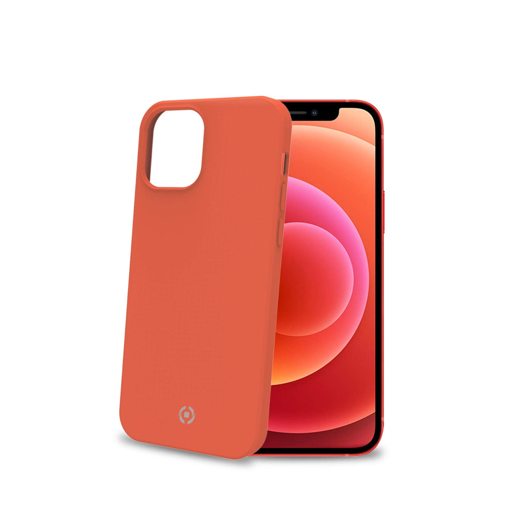 Celly Orange Case for iPhone 12 Mini, Soft Touch Protective Case and Silicone TPU Anti-Slip Anti-Shock and Anti-Scratch