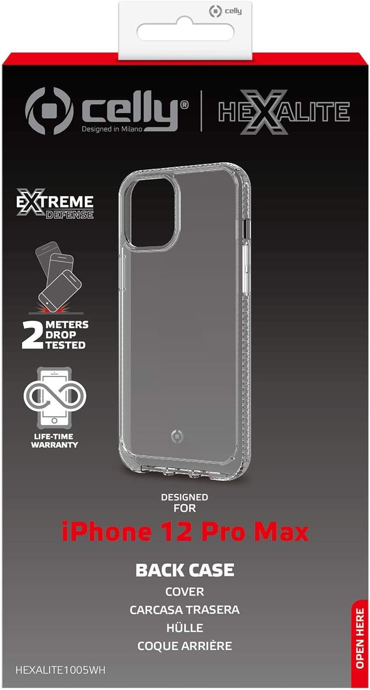 Celly Transparent Anti-Shock Case for iPhone 12 Pro Max, Thermoplastic Polyurethane Protective Case Anti-Drop and Anti-Scratch with Reinforced Edges