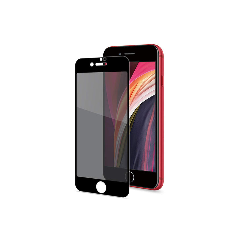 Celly 3D Screen Protector Privacy Function for iPhone SE 2020, Tempered Glass 3D Hardness 9H Anti-Fingerprint and Anti-Scratch with Bi-Directional Privacy Function, Black Edge