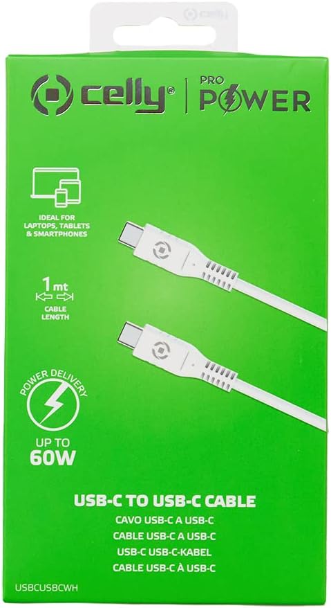 Celly USBC to USBC Cable 60W 1M White