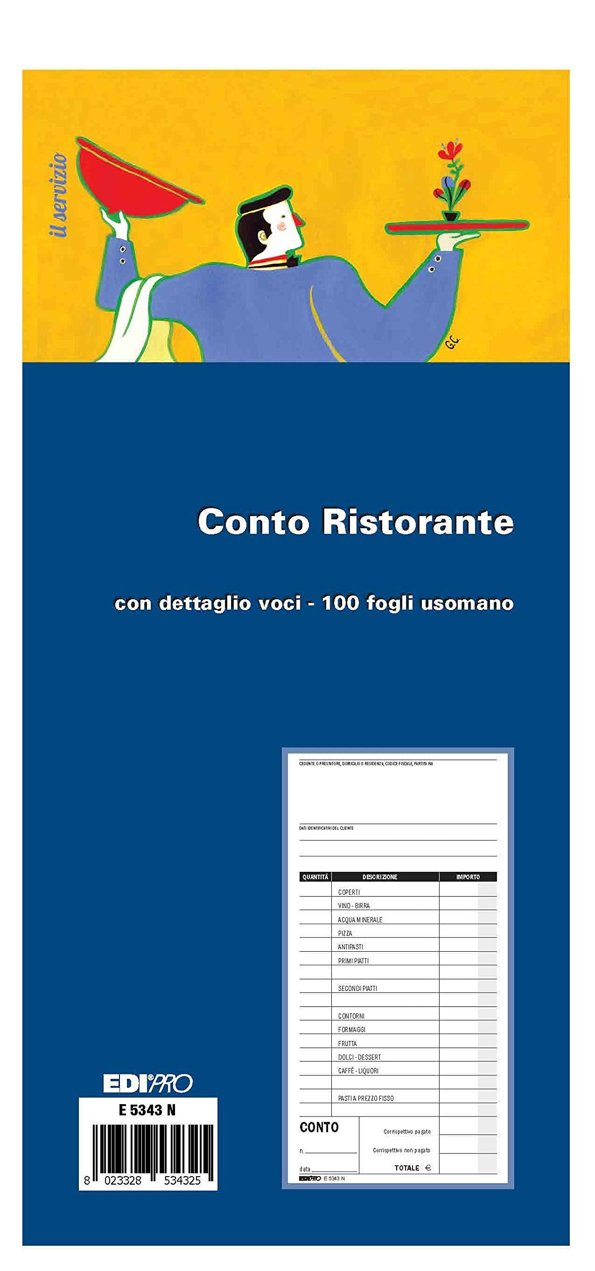 EDiPro - E5343N - Restaurant account pad with items detail 100 sheets hand use 22x14,8